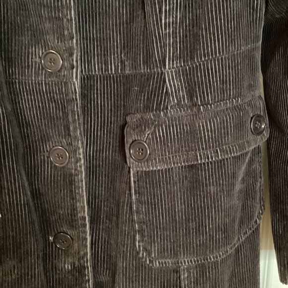 Jacob Women's Dark Brown Corduroy Coat With High Neck Lined Y2K Pockets - Picture 5 of 13